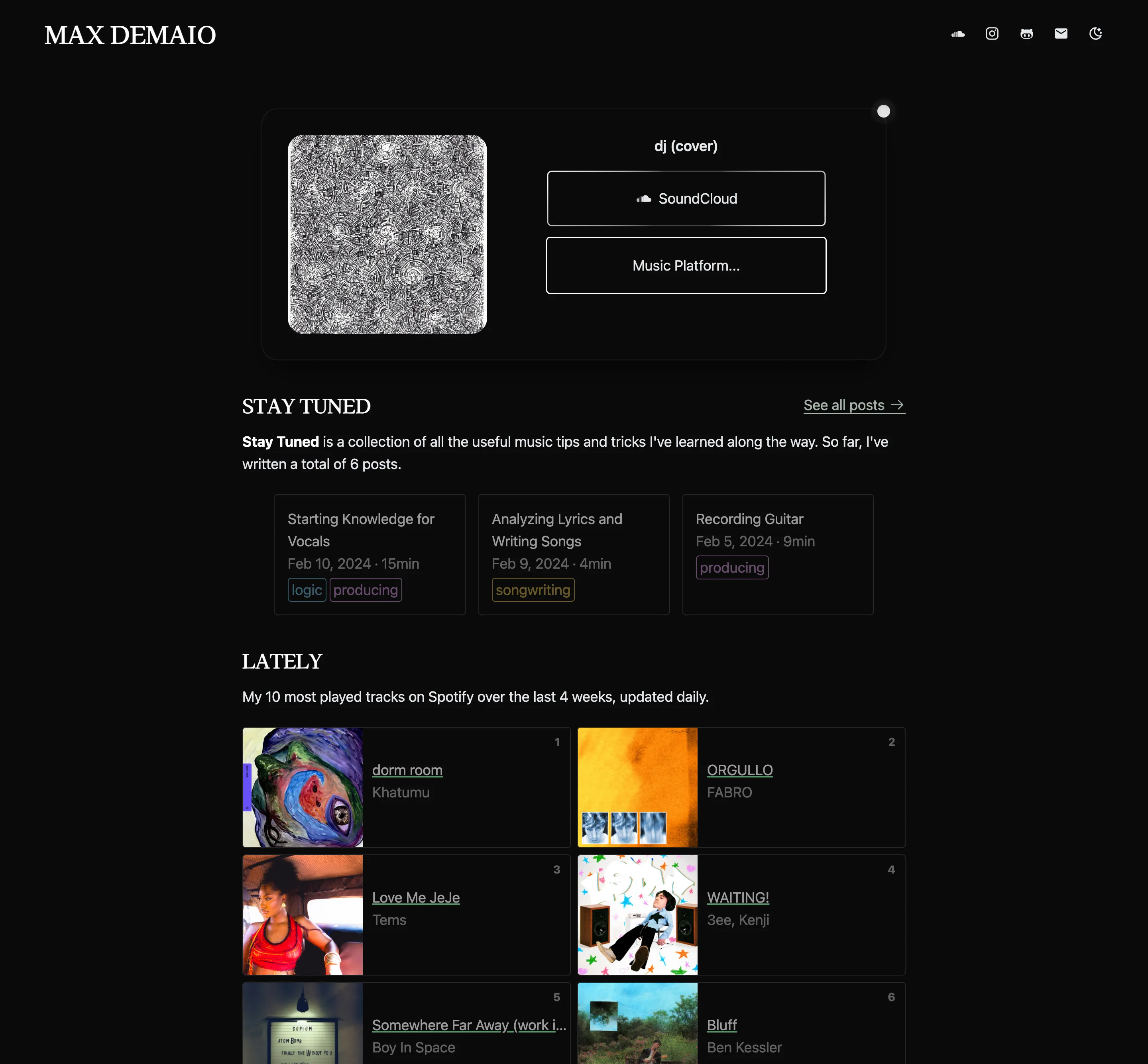 Music homepage